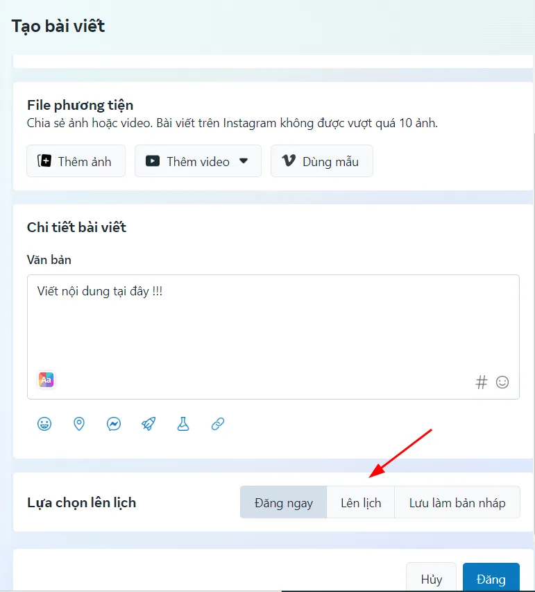 Hướng dẫn lên lịch bài viết tại Facebook