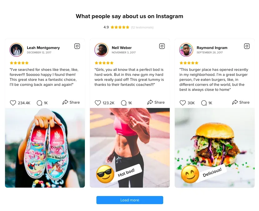 Testimonial trên nền tảng Instagram