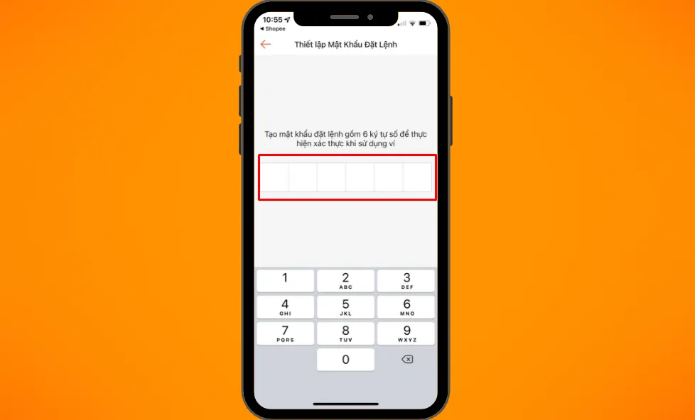 Nhập mật khẩu bảo mật của ví ShopeePay
