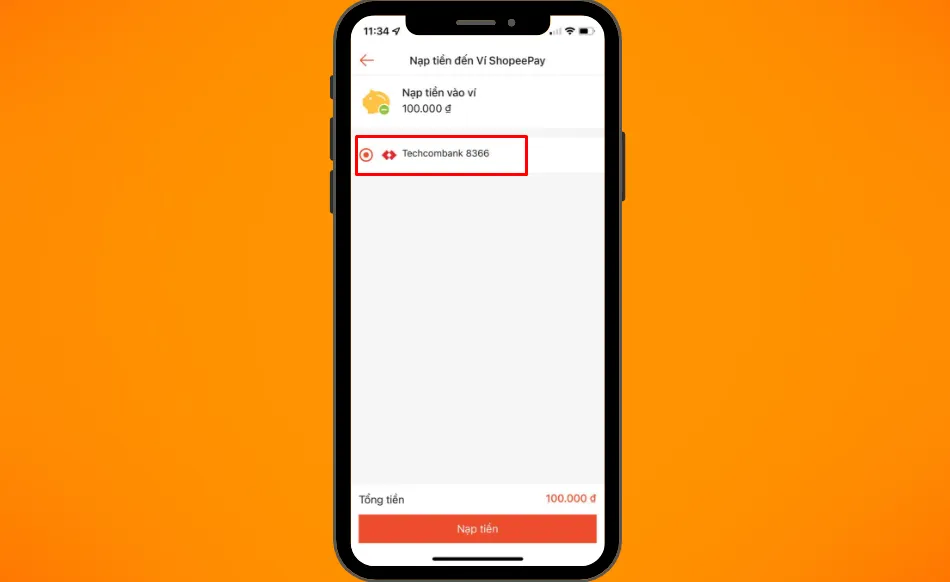Các bước nạp tiền vào ví ShopeePay