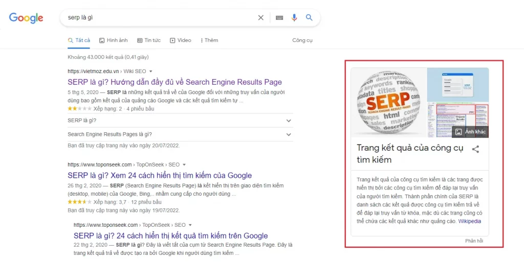 Sơ đồ tri thức trên Google SERP