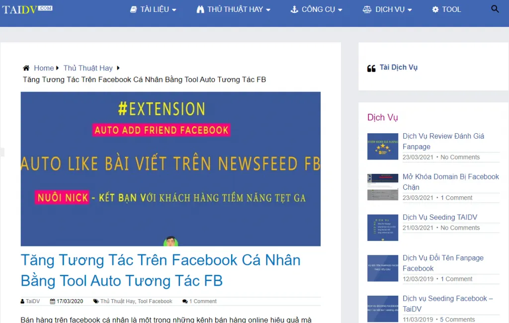 Phần mềm kết bạn Facebook Taidv.com