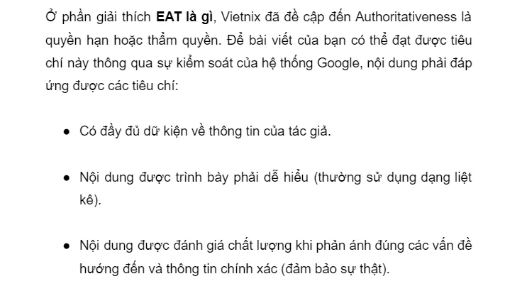 vi du ve noi dung liet ke