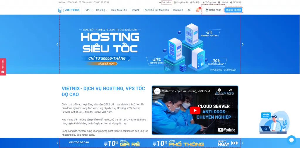 Website bán hàng của Vietnix