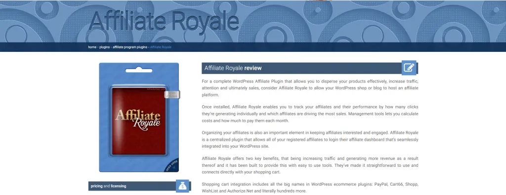 Một trong những WordPress Affiliate plugin hiệu quả là Affiliate Royale