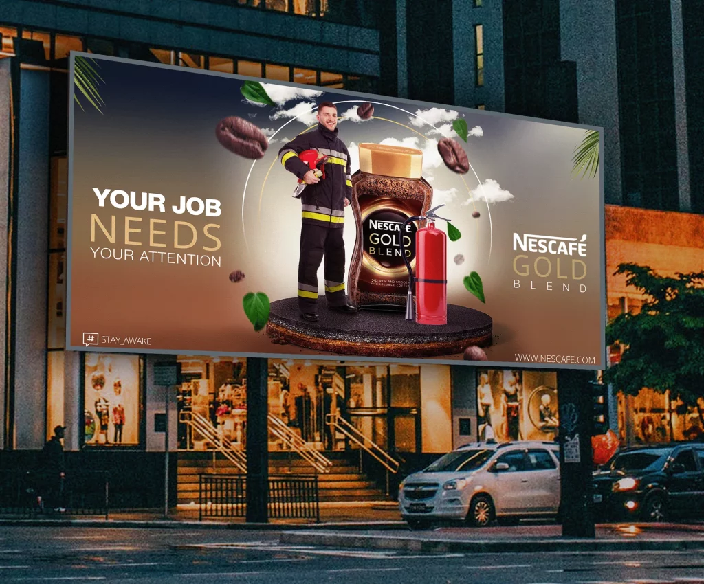 Quảng cáo Billboard của Nescafe với hiệu ứng đầy màu sắc