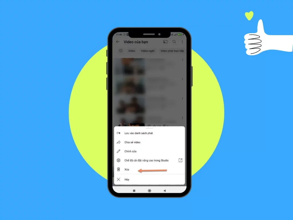 cách xóa video trên Youtube bằng điện thoại