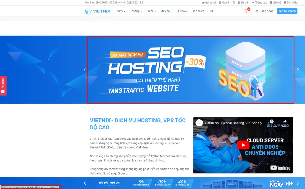 Internal link dạng banner xuất hiện trên website