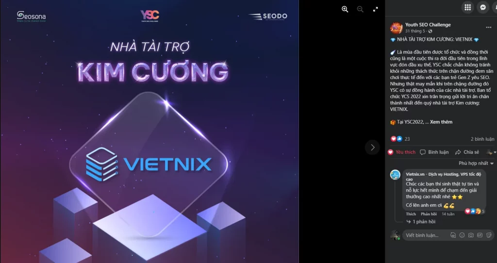 Đơn vị tài trợ sự kiện cho sinh viên Vietnix