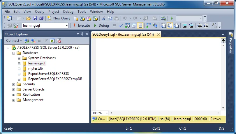 Trang New Query mới tạo