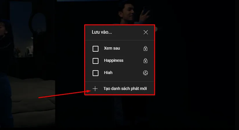 Chọn thẻ Tạo danh sách phát mới để thêm Playlist mới vào Youtube