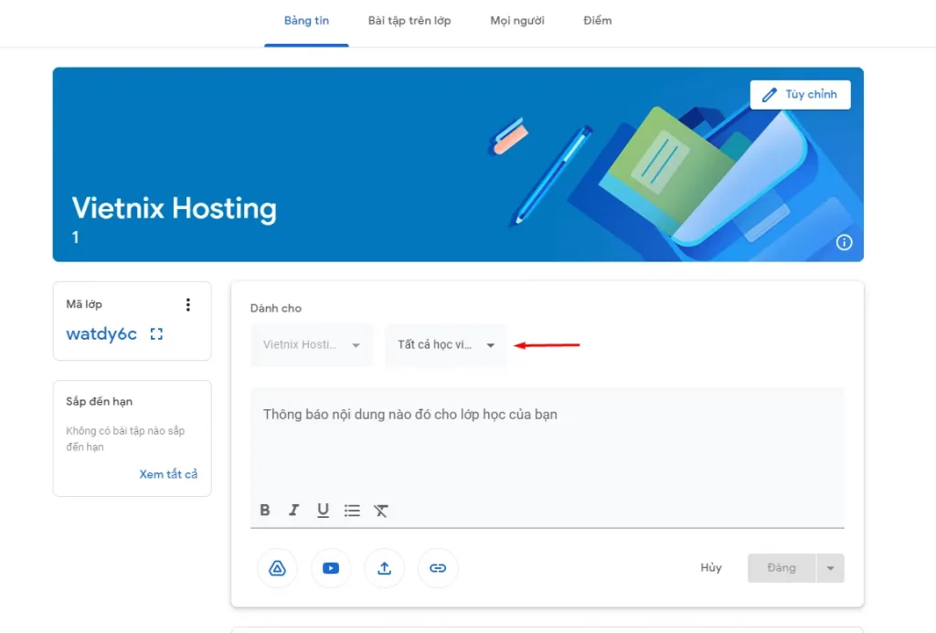 Cách tạo bài đăng chia sẻ với các thành viên trong lớp Google Classroom